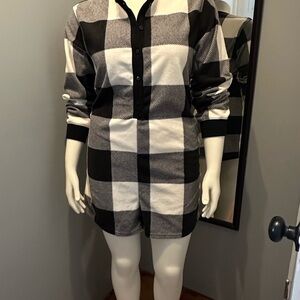 Old Navy Black and White Plaid Fleece Onesie.